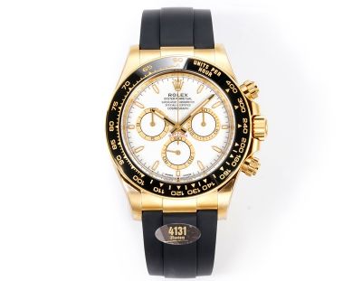 Rolex Daytona 904L Steel 40mm Ceramic Bezel Platinum Markers White Face Oysterflex Band Watch